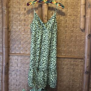 Blue Ginger green floral Hawaiian Print Dress medium